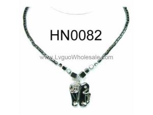 Hematite Elephant Pendant Beads Stone Chain Choker Fashion Women Necklace